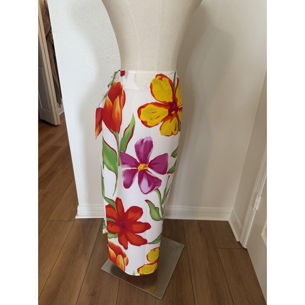 Vintage Patricia Jones Size 8 USA Tropical Wrap Skirt Highrise Colorful 80s 90s - Picture 12 of 16